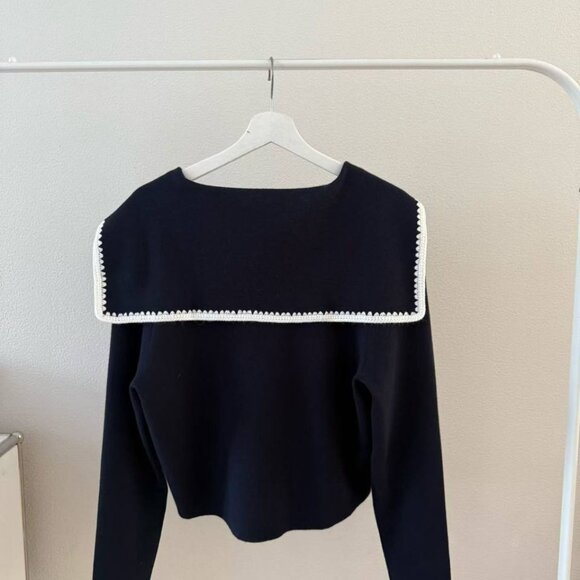 Sezane Naya Jumper Marine with Ecru Details - Picture 6 of 15